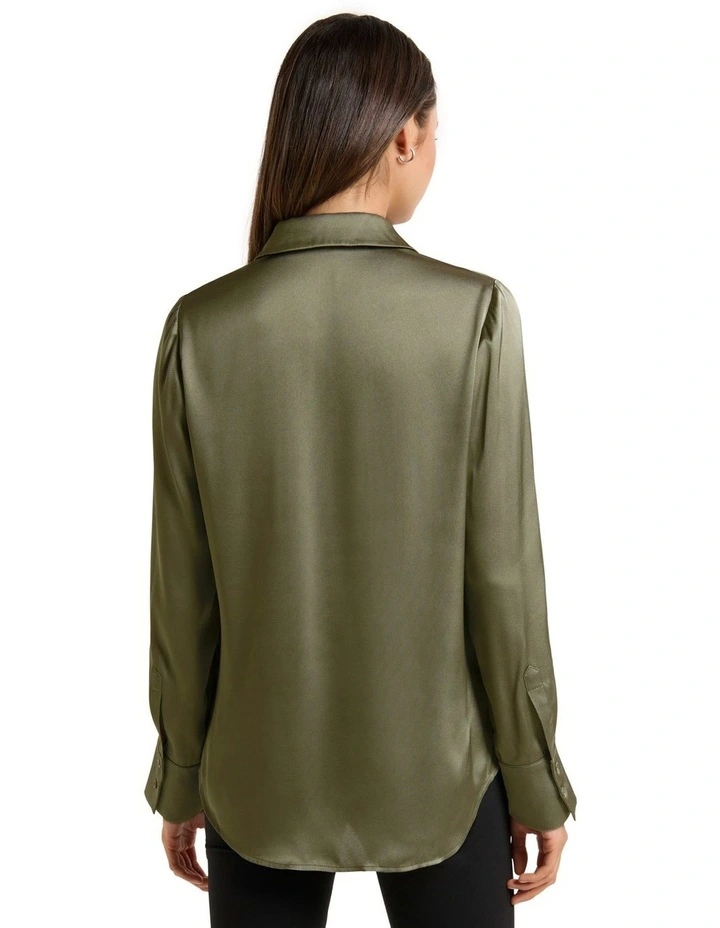Eva Satin Shirt Dusty Sage image 2