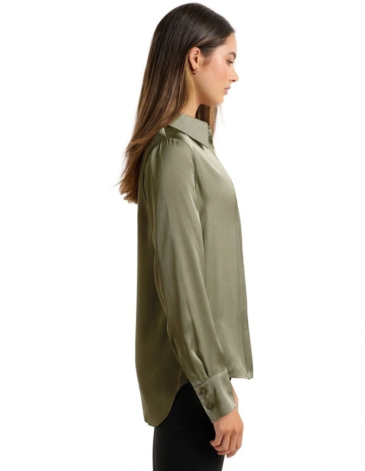 Eva Satin Shirt Dusty Sage image 3