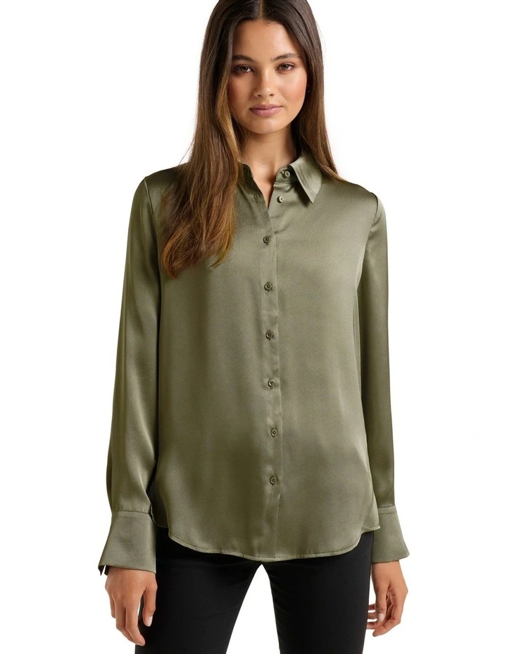 Eva Satin Shirt Dusty Sage image 4