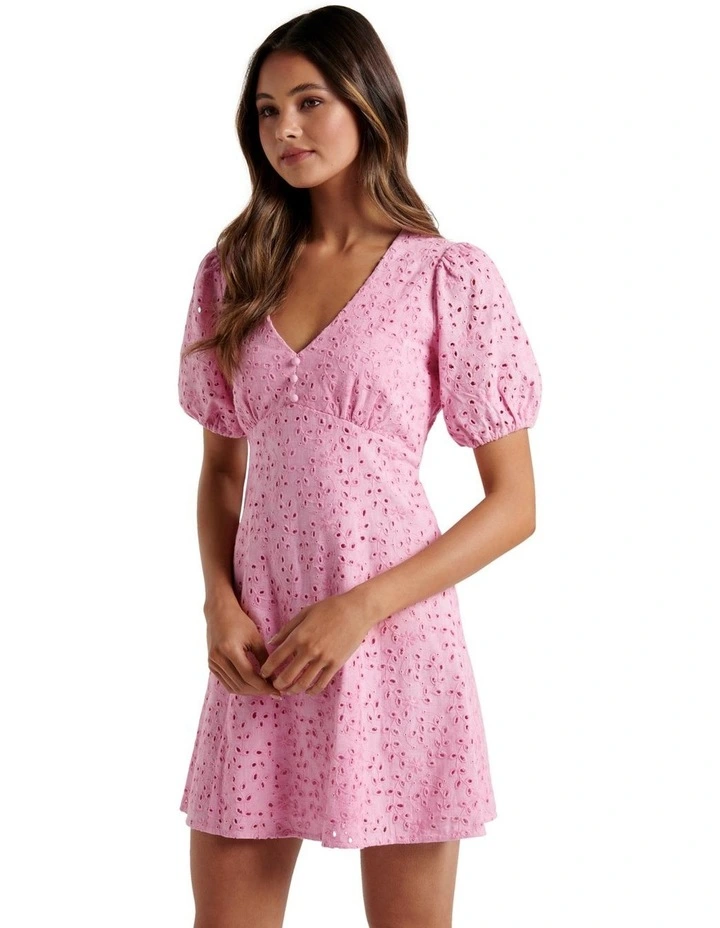 Tia Broderie  Mini Dress Pink image 3