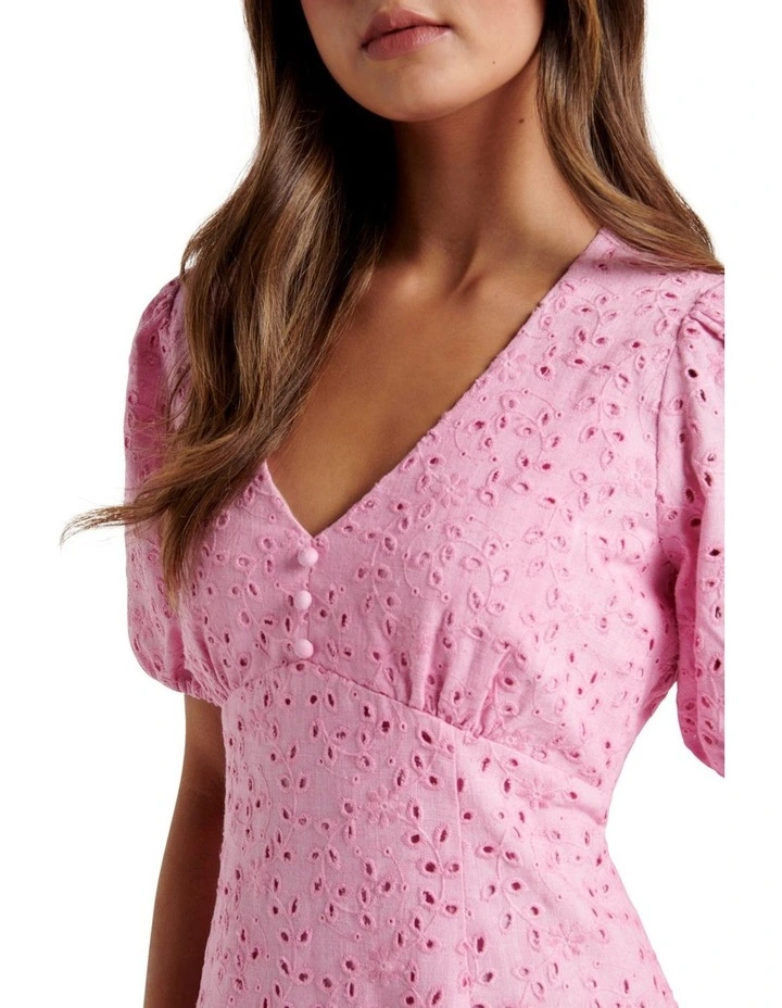 Tia Broderie  Mini Dress Pink image 4