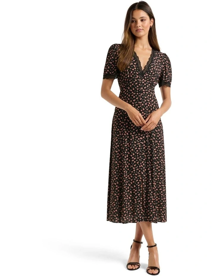 Kimmy Lace Trim Midi Dress Black image 1