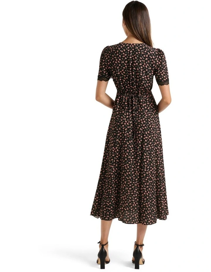 Kimmy Lace Trim Midi Dress Black image 2