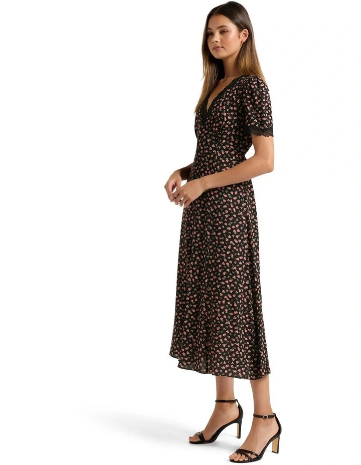 Kimmy Lace Trim Midi Dress Black image 3