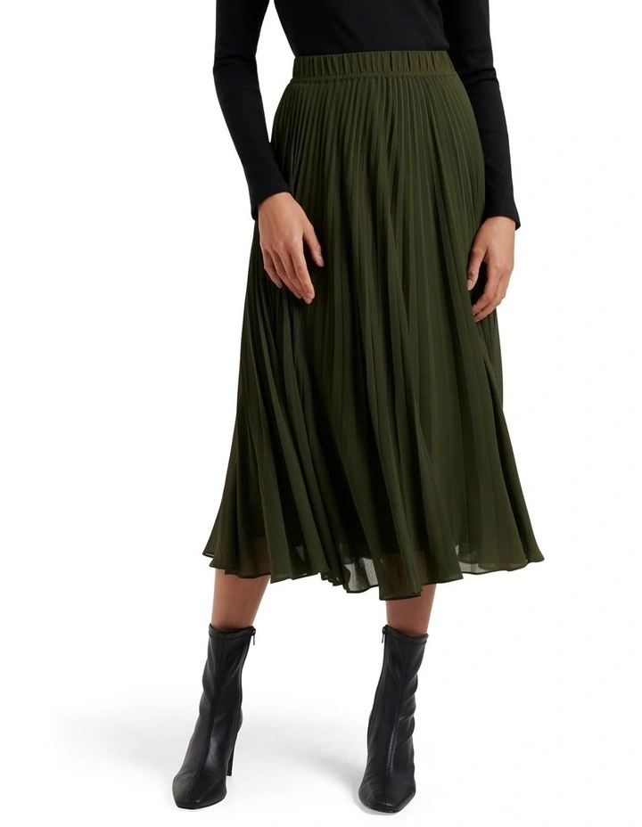 Harper Pleated Midi Skirt Khaki image 1