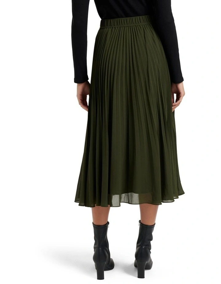 Harper Pleated Midi Skirt Khaki image 2