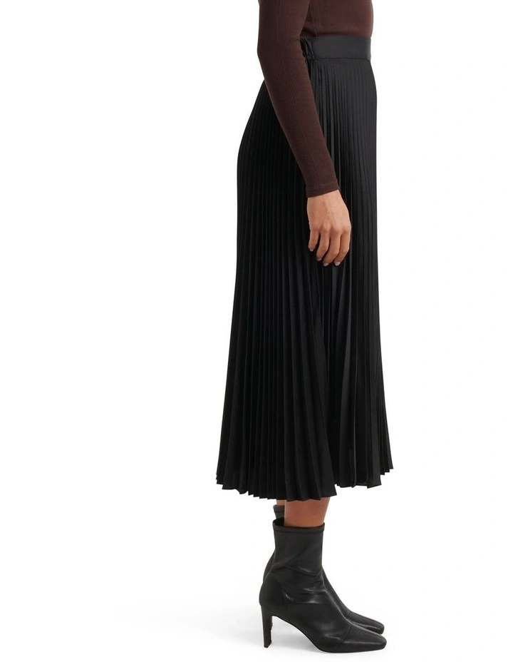 Ester Satin Pleated Skirt Black image 3