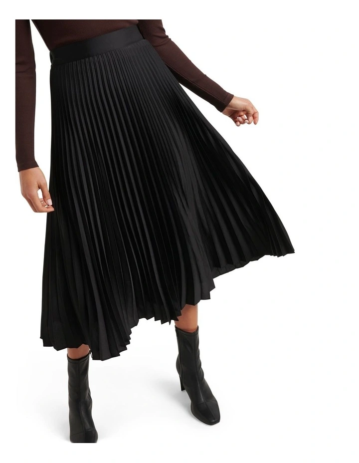 Ester Satin Pleated Skirt Black image 4