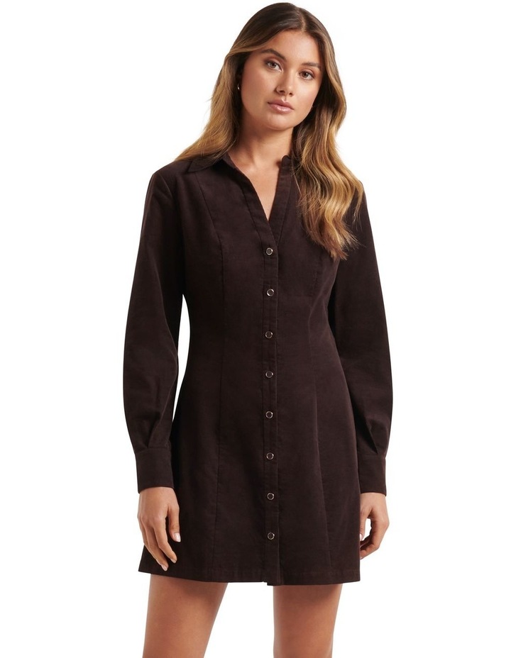 Watson Corduroy Shirt Mini Dress Brown