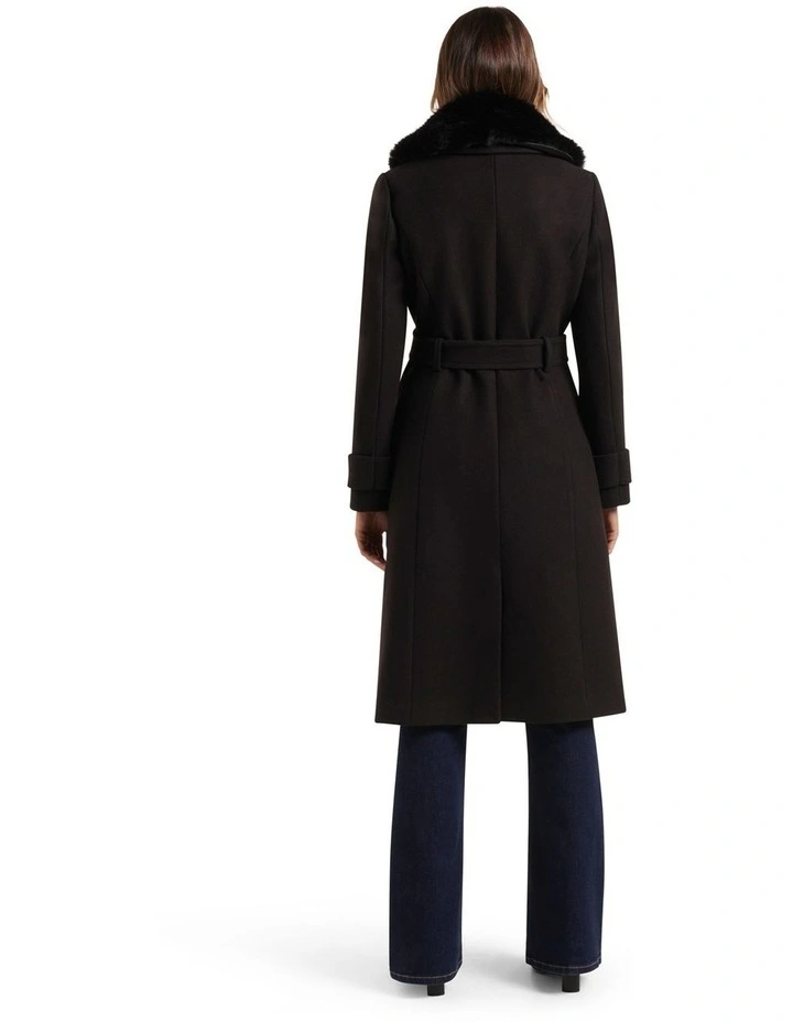 Nora Fur Collar Coat in Black image 2