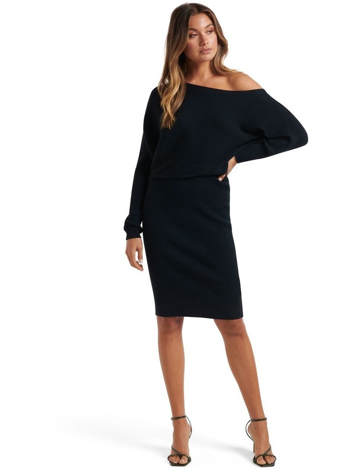 Reign Off The Shoulder Knit Dress Seaweed Green