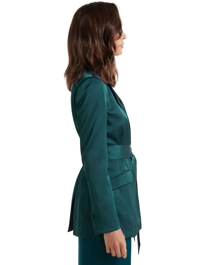 Alora Satin Tie Co-ord Blazer in Teal image 3