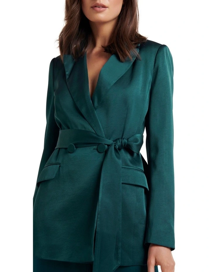 Alora Satin Tie Co-ord Blazer in Teal image 4