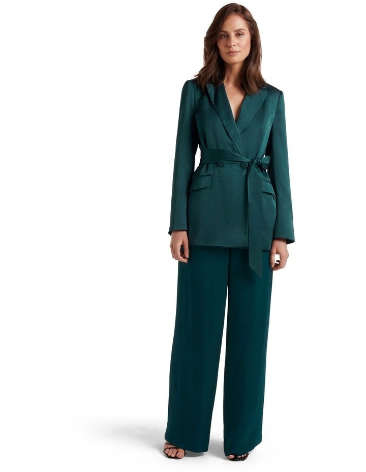 Alora Satin Tie Co-ord Blazer in Teal image 5