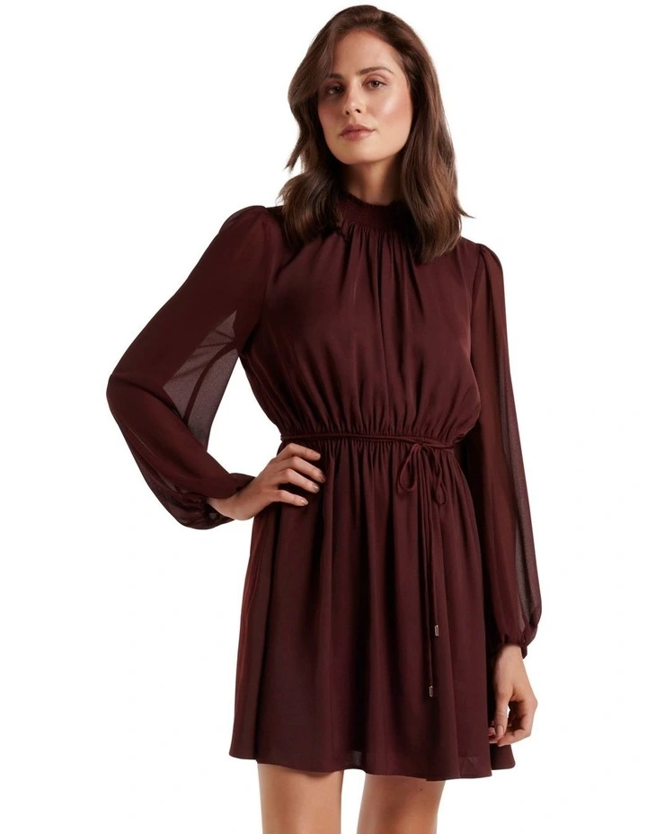 Willa High Neck Mini Dress in Red image 1