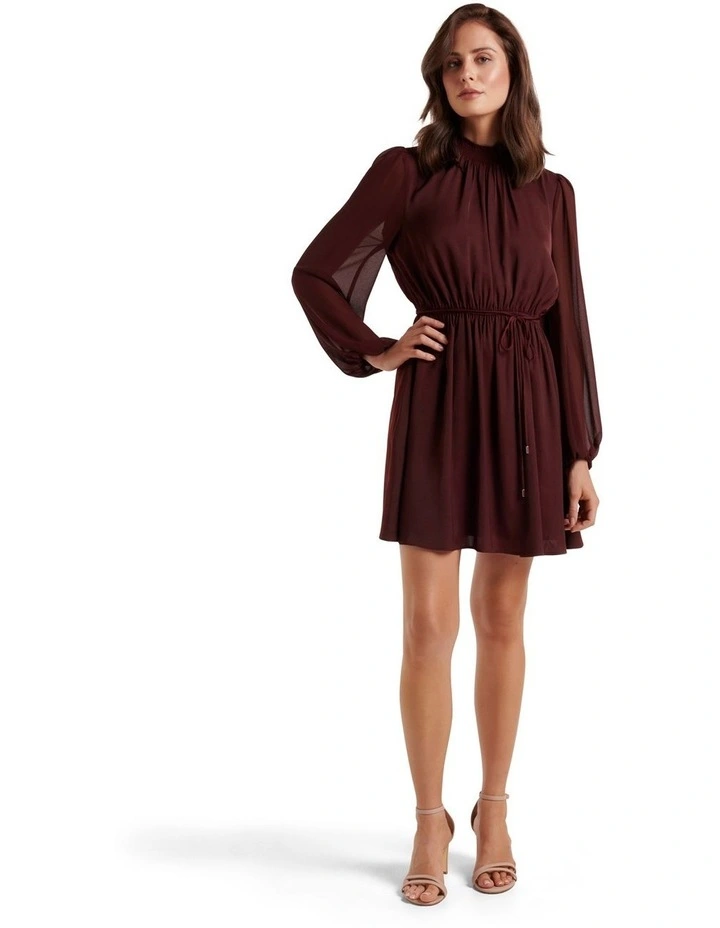 Willa High Neck Mini Dress in Red image 5