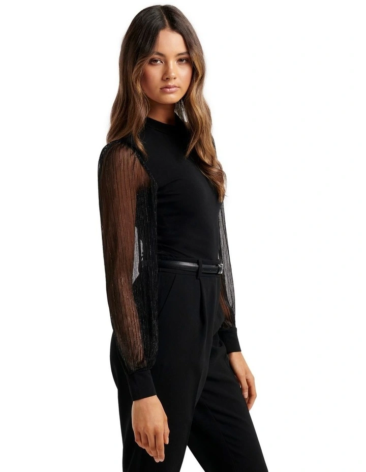 Anita Plisse Sleeve Top in Black image 3