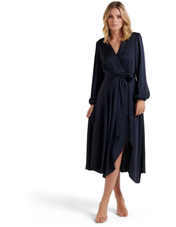 Marilyn Satin Wrap Midi Dress in