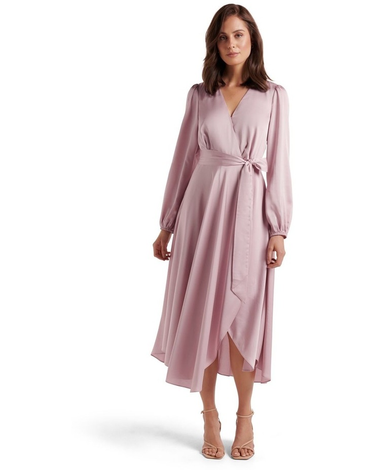 Marilyn Satin Wrap Midi Dress in