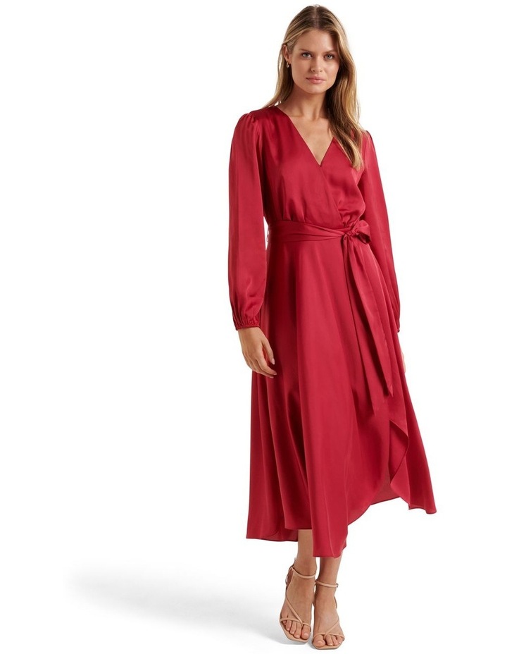 Marilyn Satin Wrap Midi Dress in