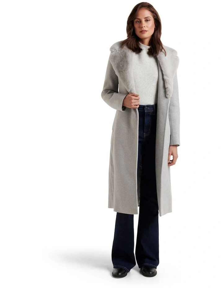 Charlie Faux Fur Collar Coat in Grey image 1