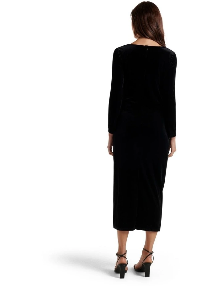 Eva Velvet Midi Dress in Black image 2