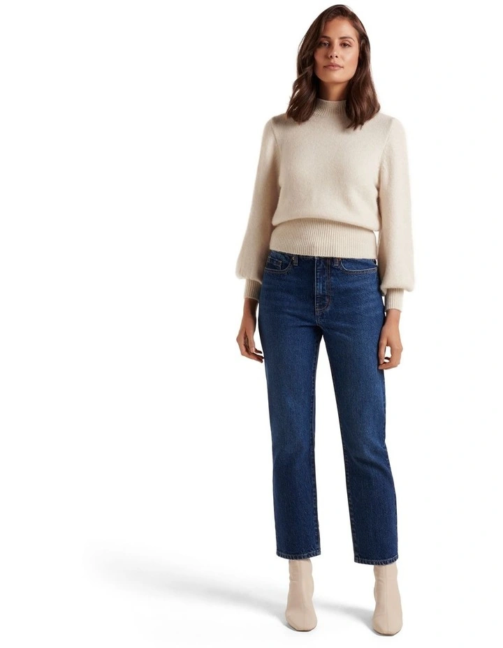 Ella Blouson Sleeve Knit Jumper in Ivory image 5