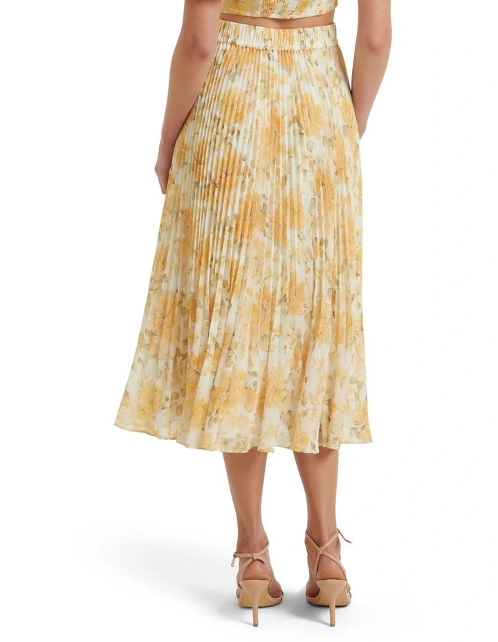 Hazel Pleated Midi Skirt in Gold image 2