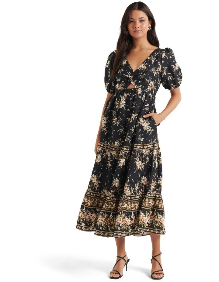 Esme Ruched Front Midi Dress in Black