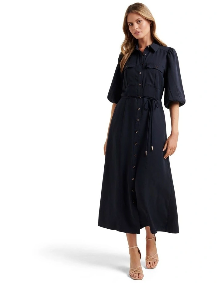 Ashley Midi Shirt Dress in Navy image 1