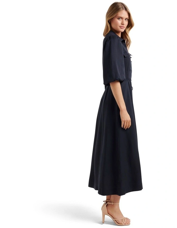 Ashley Midi Shirt Dress in Navy image 3