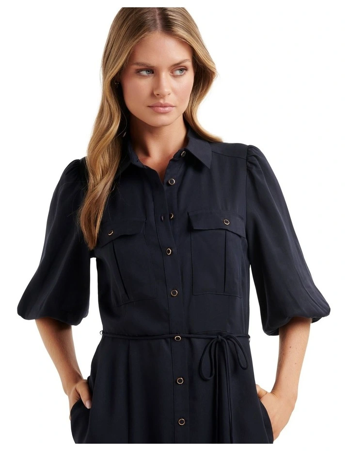 Ashley Midi Shirt Dress in Navy image 4