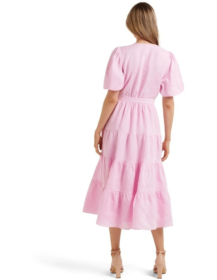 Mara Tiered Wrap Midi Dress in Pink image 2