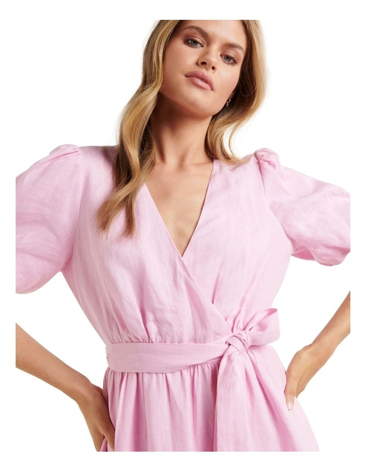 Mara Tiered Wrap Midi Dress in Pink image 4