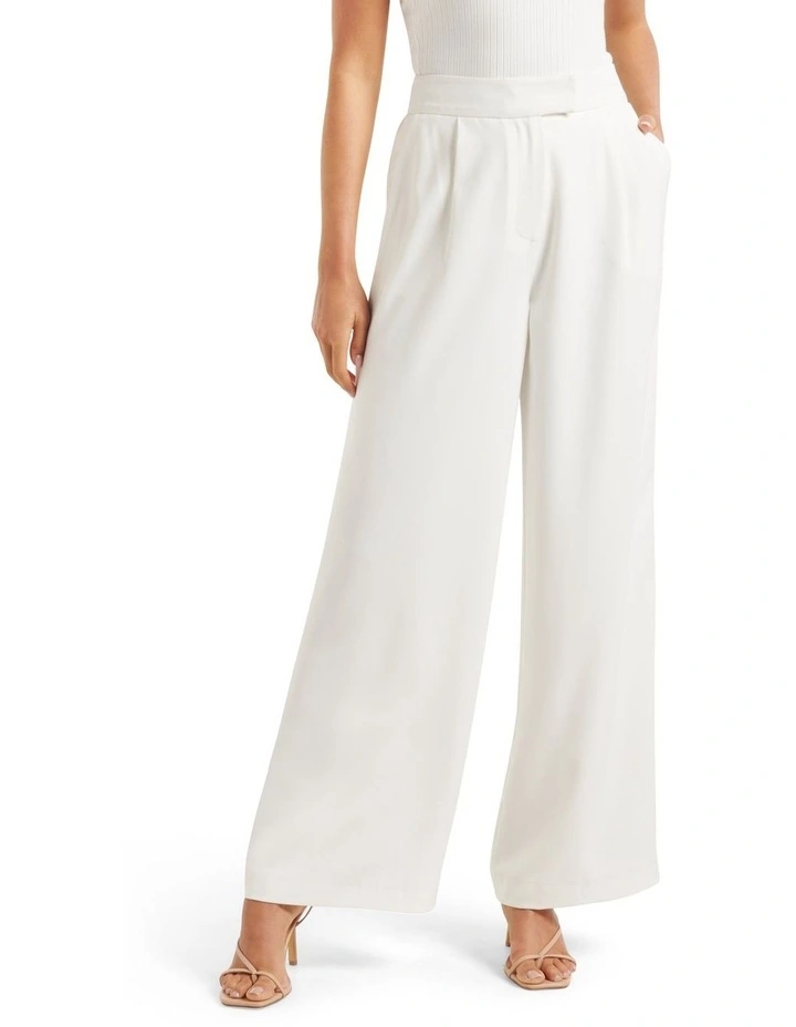 Nylah High Waisted Wide Leg Pants in White image 1