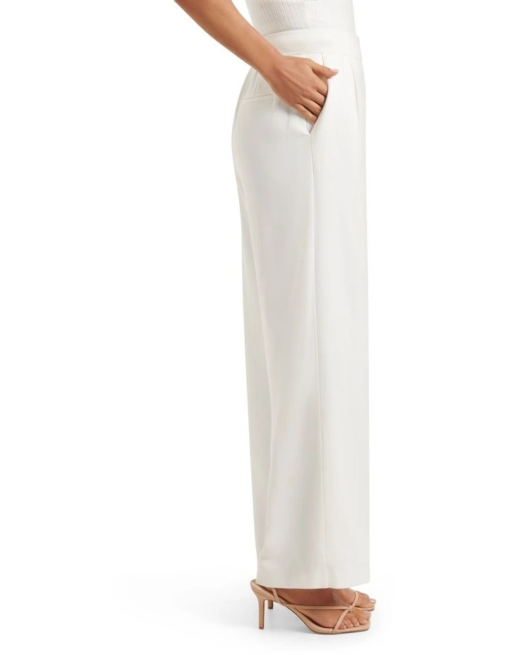 Nylah High Waisted Wide Leg Pants in White image 3