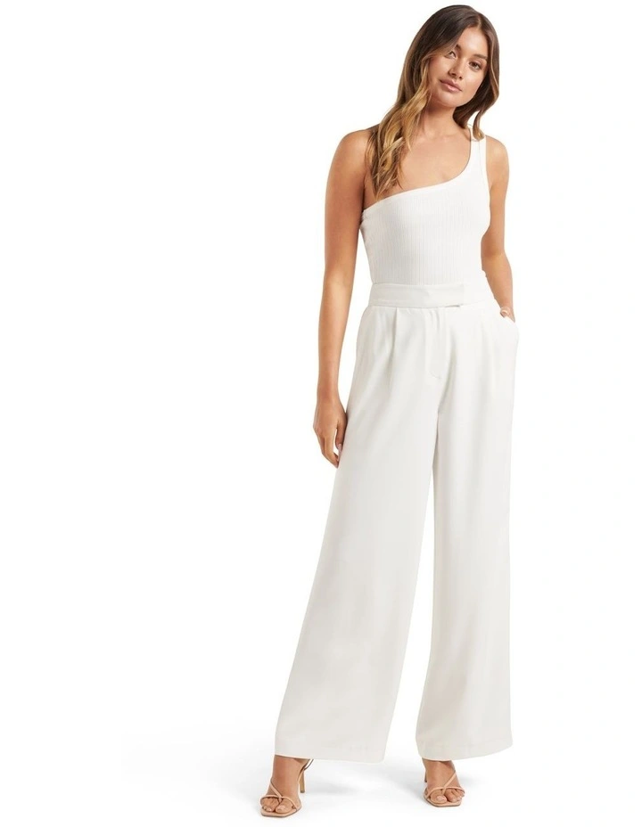 Nylah High Waisted Wide Leg Pants in White image 5
