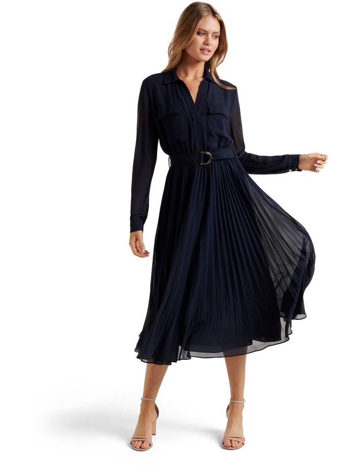 Autumn Pleated Shirt Dress in