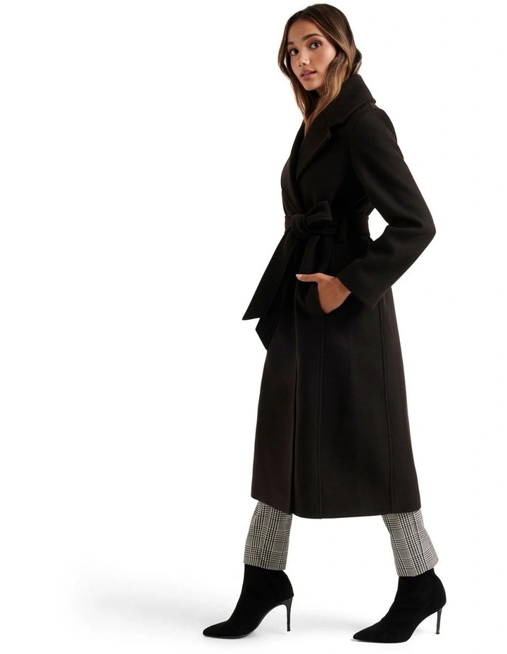 Katie Wrap Coat in Black image 3