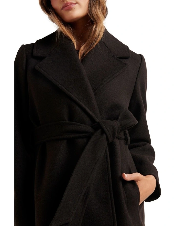Katie Wrap Coat in Black image 4