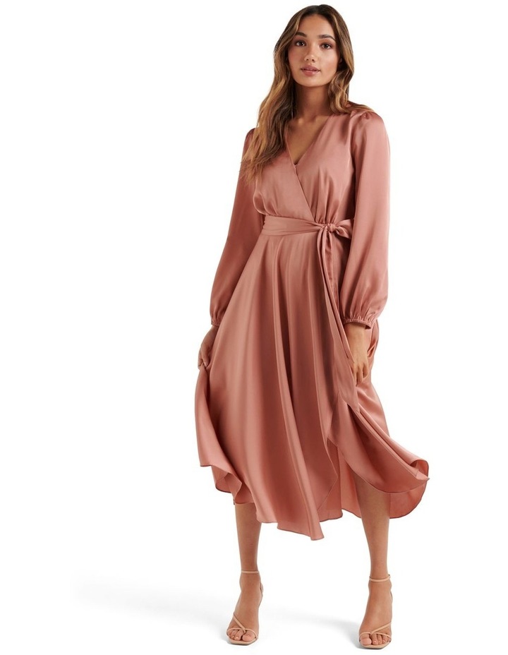 Marilyn Satin Wrap Midi Dress in