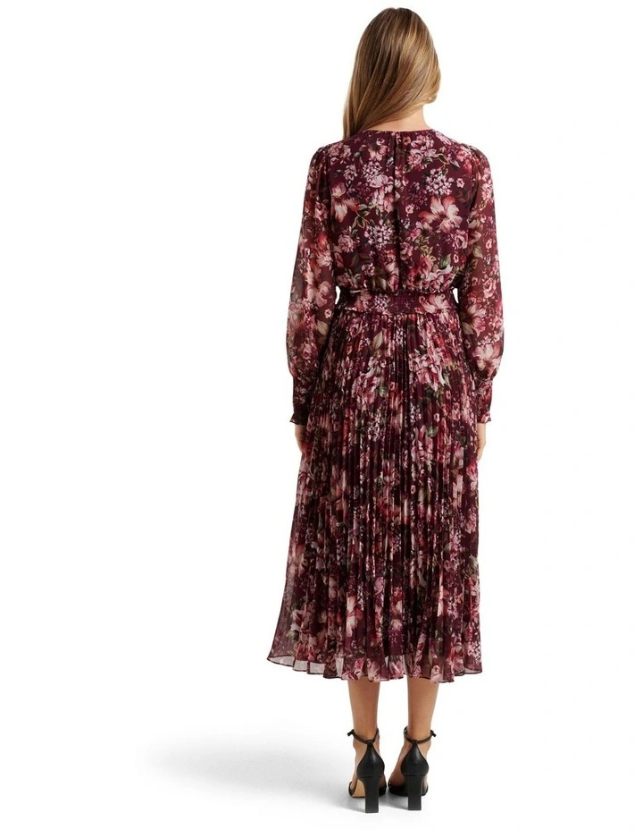 Leighton Pleated Midi Dress in Multi image 2
