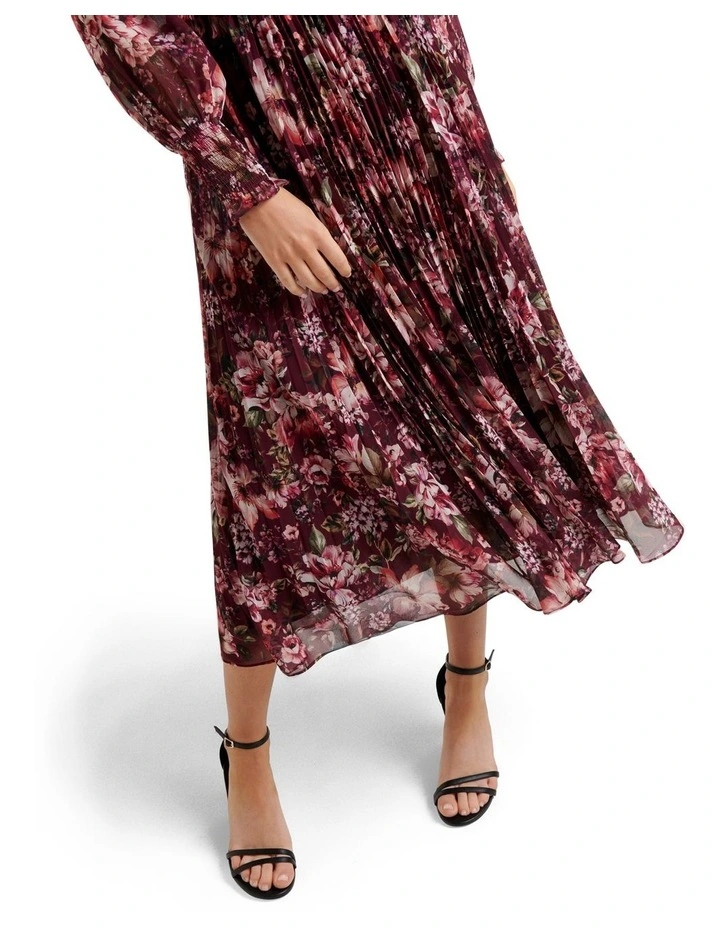 Leighton Pleated Midi Dress in Multi image 3