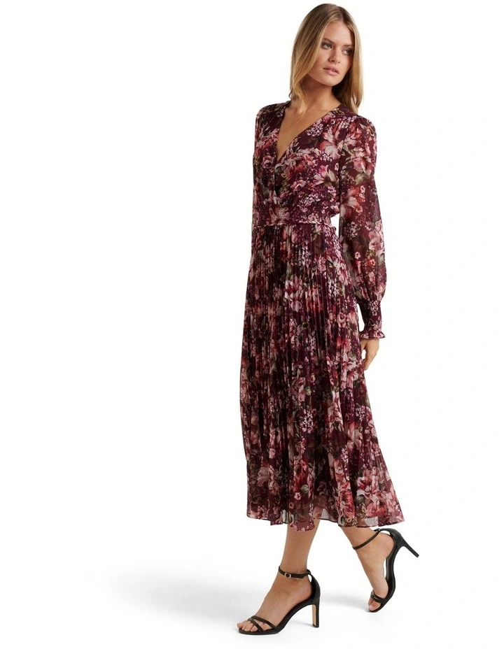Leighton Pleated Midi Dress in Multi image 4