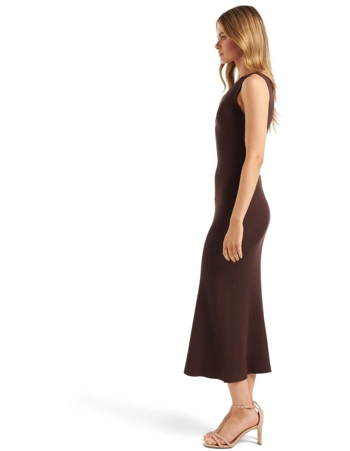 Jesse Cross Back Rib Knit Dress in Brown image 3