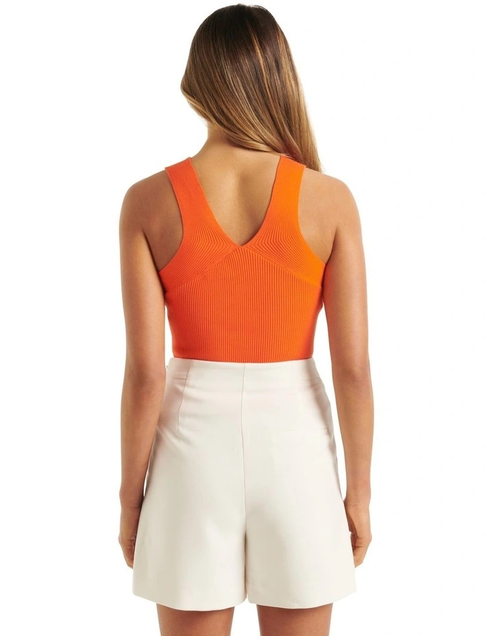 Charlie Arrow Neck Knit Tank in Orange image 2