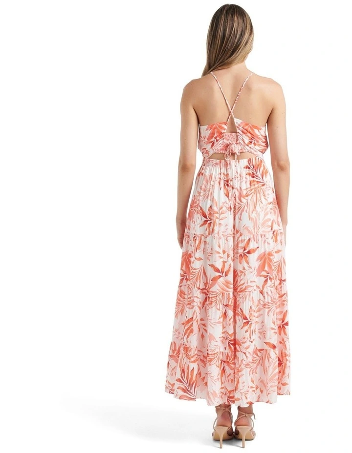 Rue Braided Strap Halter Maxi Dress in Peach image 2