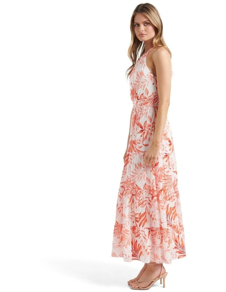 Rue Braided Strap Halter Maxi Dress in Peach image 3