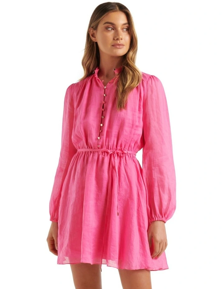 Henrietta Button Up Mini Dress in Pink image 1