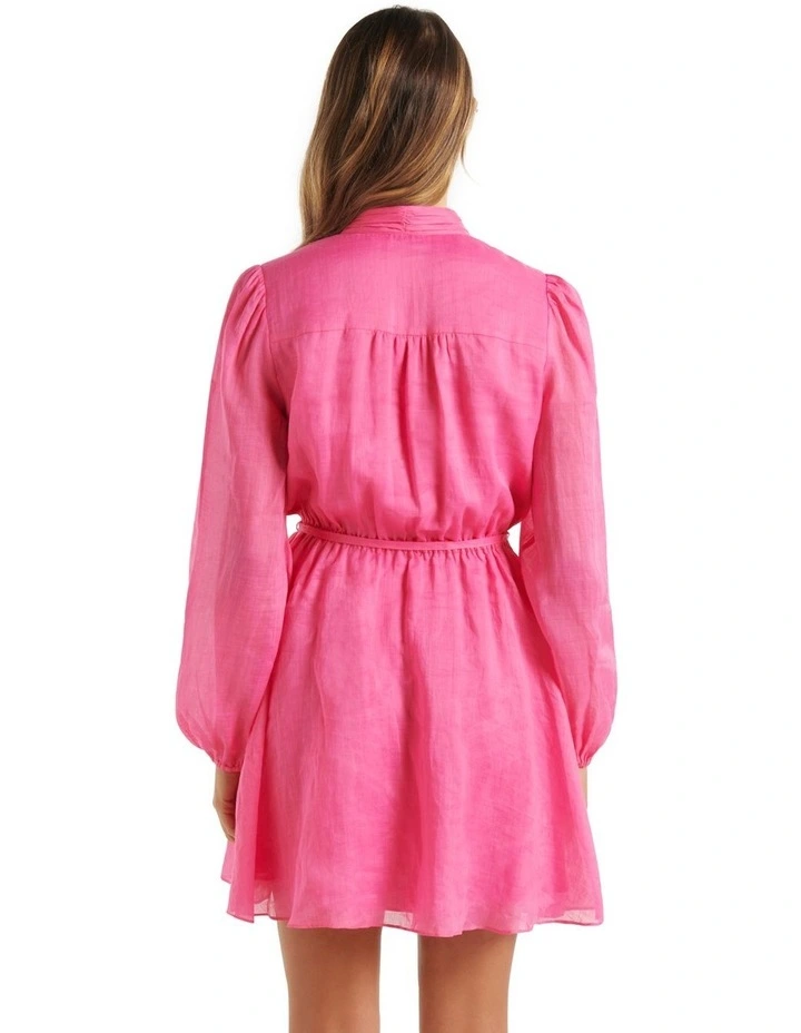 Henrietta Button Up Mini Dress in Pink image 2